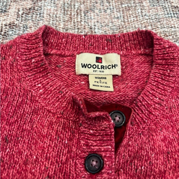 Woolrich Raspberry Heather Button Front Sweater - Picture 2 of 5